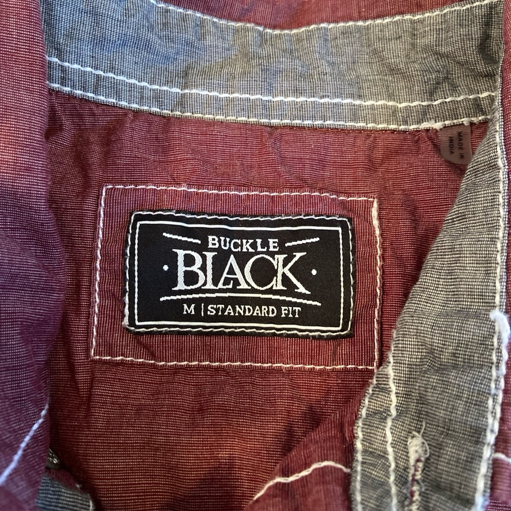 Men's Buckle Black Button Front Shirt - M- Tailored Fit - Picture 3 of 10